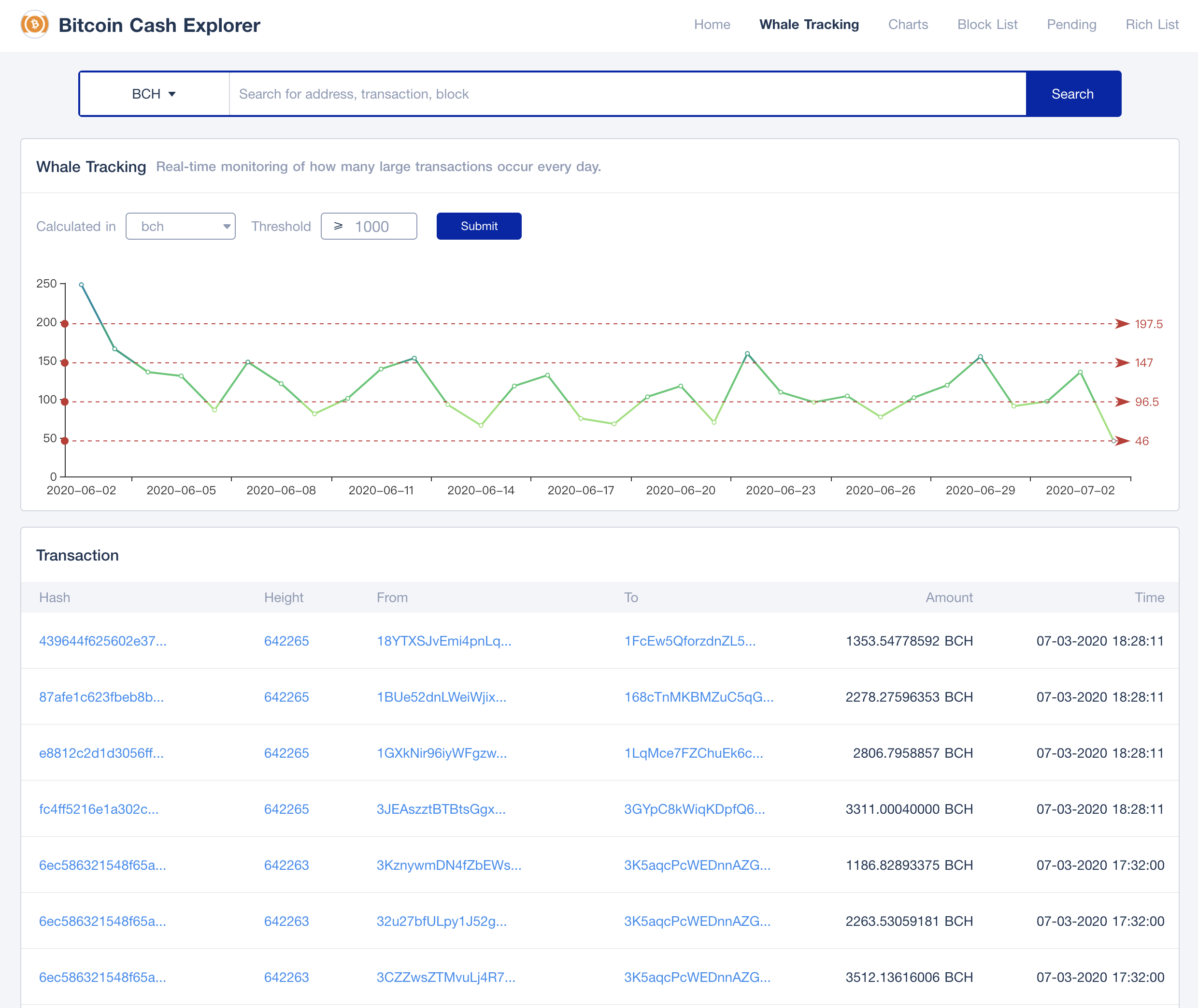 tokenview block explorer to track bch large transaction